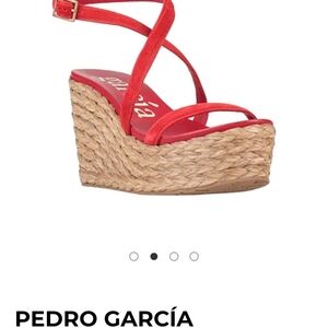 Pedro Garcia Red Strappy Wedge Sandals